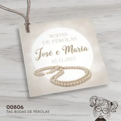 Tag Quadrada Bodas de Pérola - 00806
