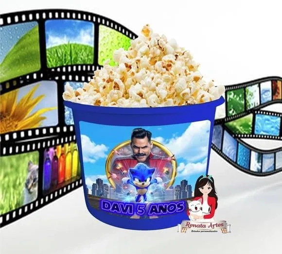 Balde de pipoca personalizado Sonic filme 2020