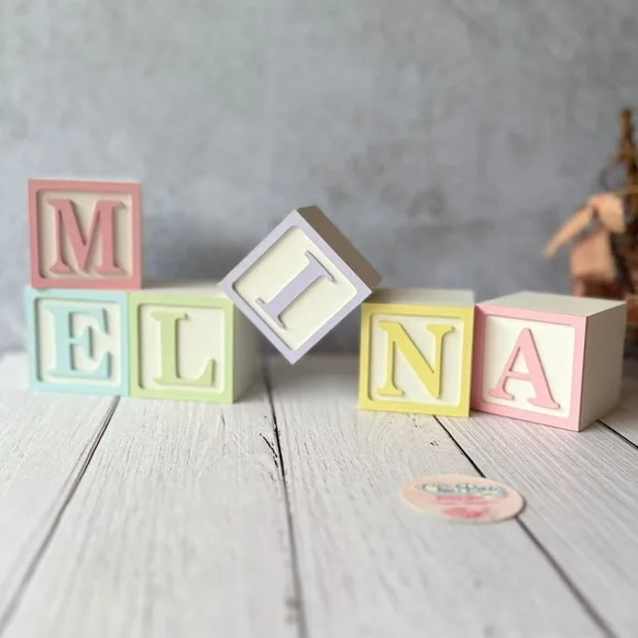 Tons Pastel Cubos Personalizados 6x6cm Decoração Bebê