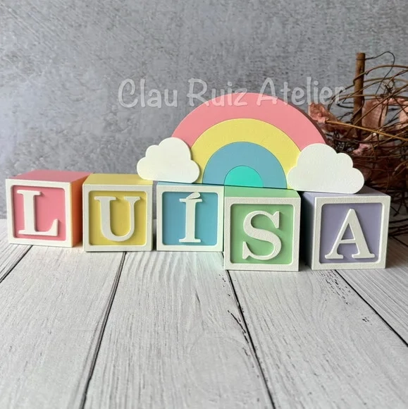Candy Colors - Cubos 6x6cm Ts + Arco Íris. Decoração Bebê