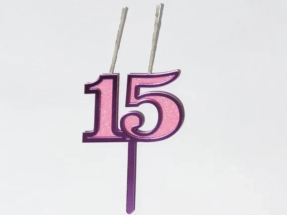 Velas 15 Anos Lilás Acrílico Pavio Magico Pacote com 1 Peça