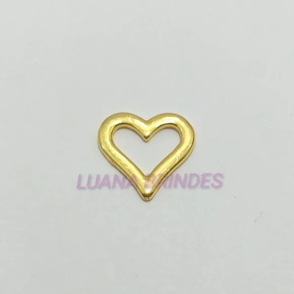 Pingente Coração Vazado em Metal Dourado - pct c/6 unid