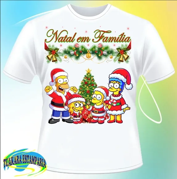 Camiseta Natal em Família Simpsons 02