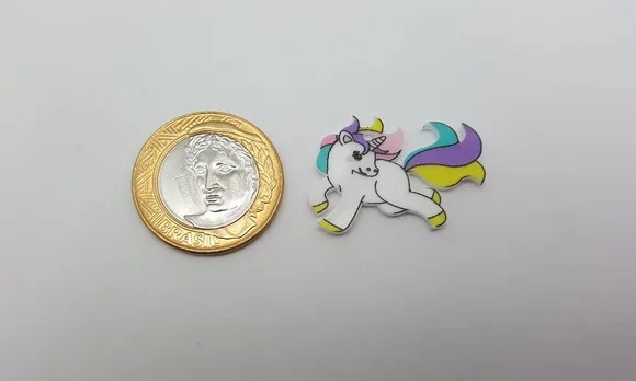 Pingente de Unicórnio em Acrílico U.V. de 2,3cm - 8 Unidades