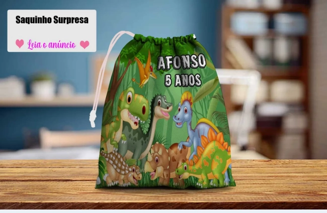 Saquinho Supresa para lembrancinhas  Dinossauros