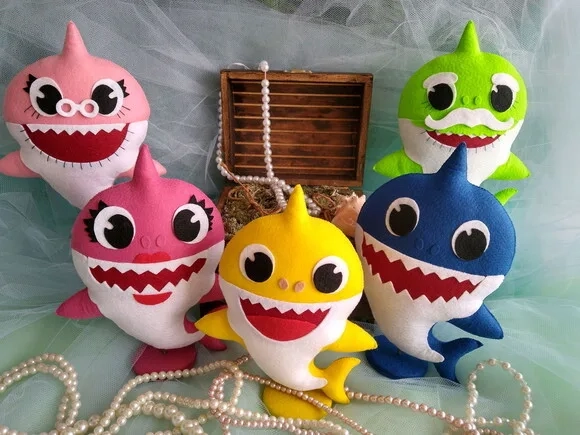 Baby Shark em Feltro - Kit 5 Peças