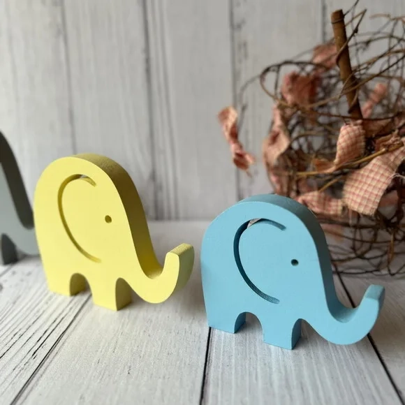 Trio de Elefantes de Mesa Decoração Bebê