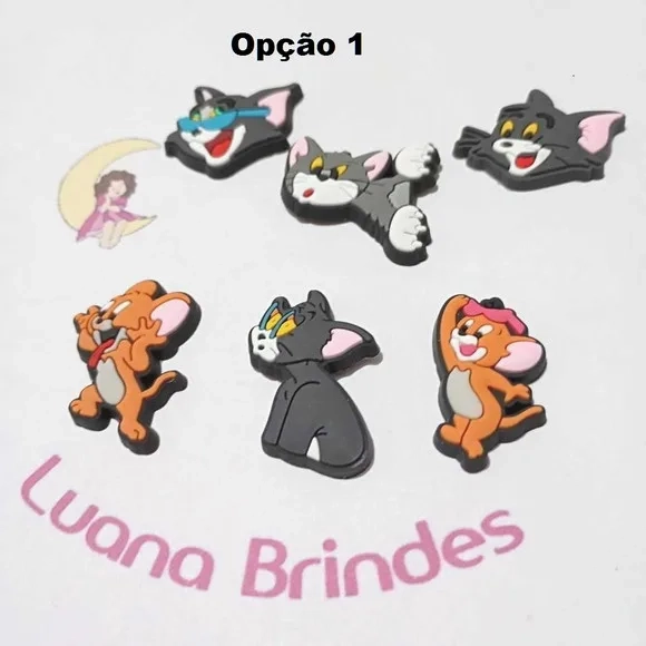 Aplique Tom e Jarry Emborrachado 2,6cm Pacote com 6 Unidades