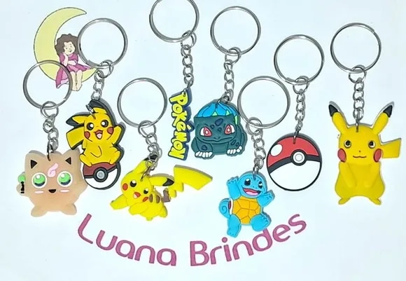 Chaveiro Pikachu Emborrachado Pacote com 50 Unidades
