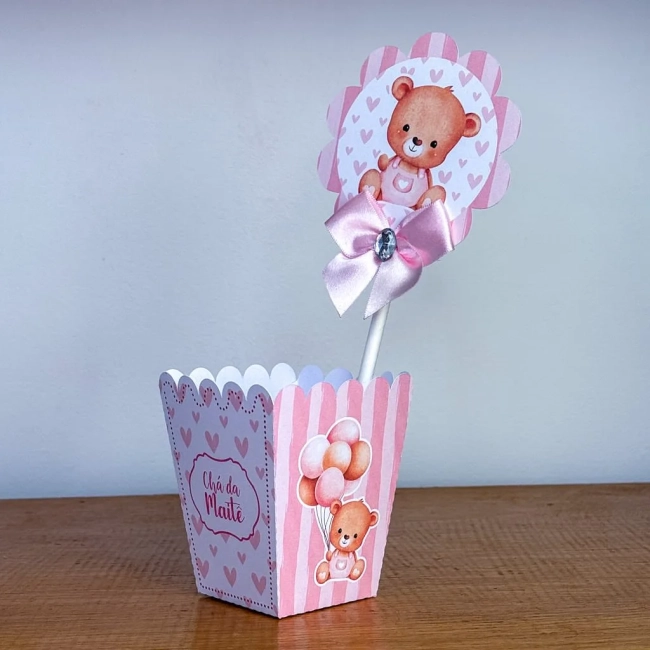 PEGUE E MONTE - Centro de Mesa URSINHO ROSA - Decoração de Festa | Lembrancinhas | Aniversário | Personalizados