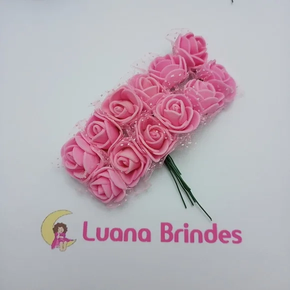 Buquês Flores de EVA Rosa Bebê 2 Unidades com 12 Flores Cada