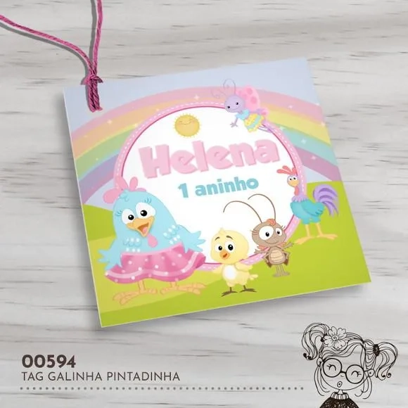 Tag Quadrada Galinha Pintadinha - 00594