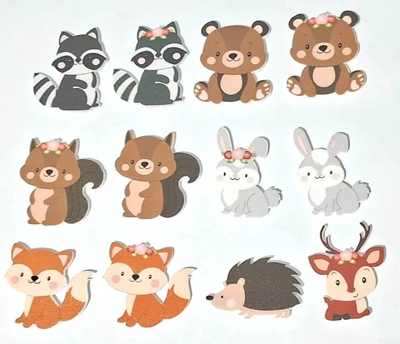 Apliques Animais Bosque Encantado Variados U.v- 12 Peças