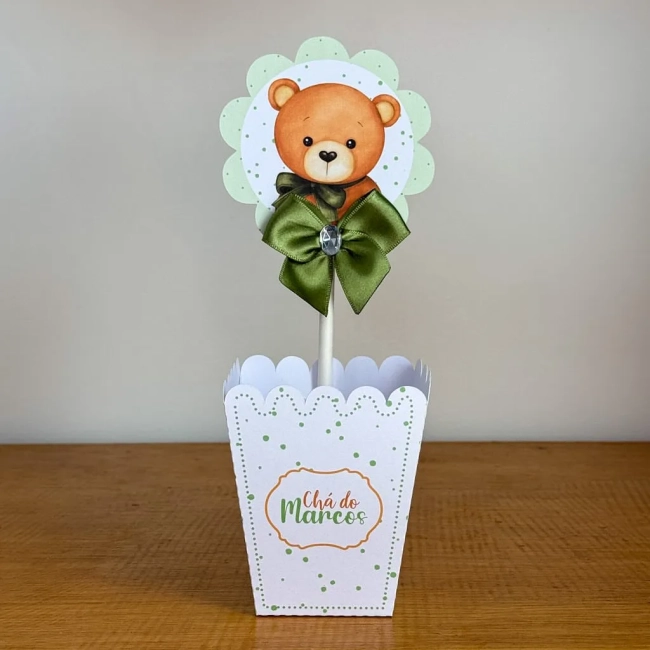 PEGUE E MONTE - Centro de Mesa CHA DE BEBE URSINHO VERDE - Decoração de Festa | Lembrancinhas | Aniversário | Personalizados