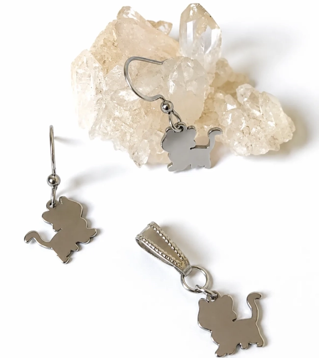 Conjunto Brinco e Pingente Aço Inox Antialérgico - Vários Modelos- coruja/gato....
