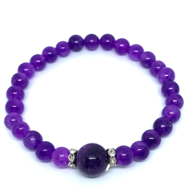 Pulseira Japamala 27 Contas Ametistas e Strass