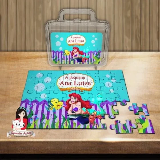 Quebra Cabeça Personalizado na Maleta a Pequena Sereia Ariel