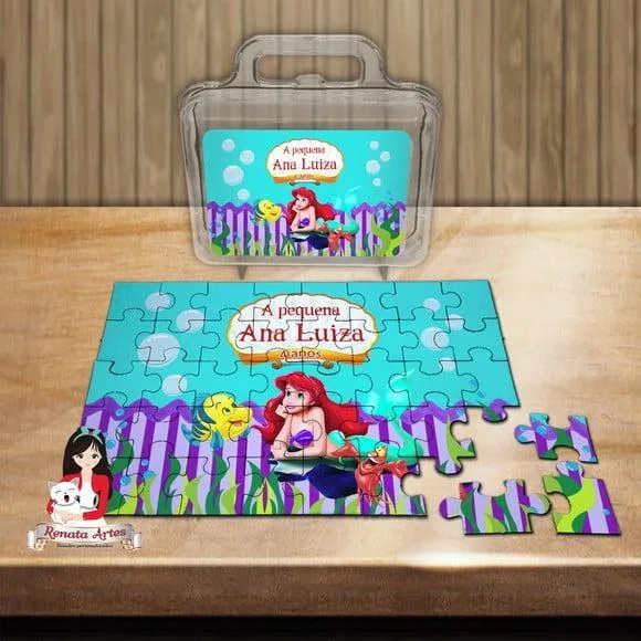 Quebra Cabeça Personalizado na Maleta a Pequena Sereia Ariel