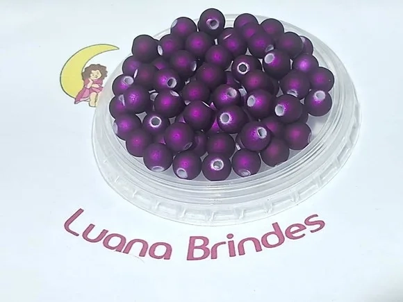 Bola Lilás Emborrachada Cintilante 8mm Pacote C/100 Unidades