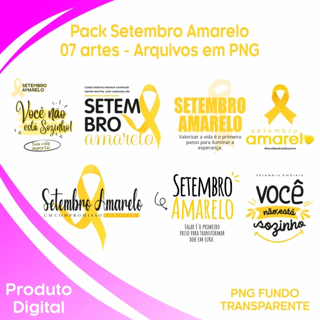 PACK 07 ARTES — SETEMBRO AMARELO - PNG