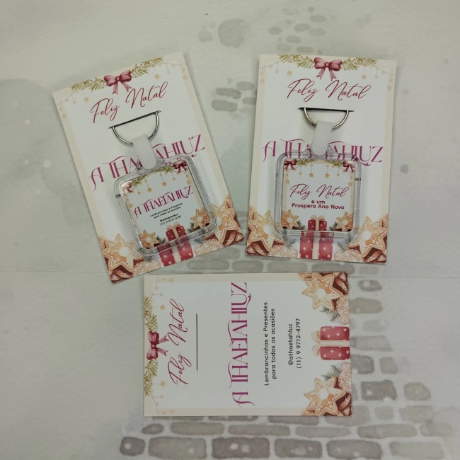 20 Unidades - Lembrancinhas Chaveiro de Natal Personalizado - Mimo de Natal