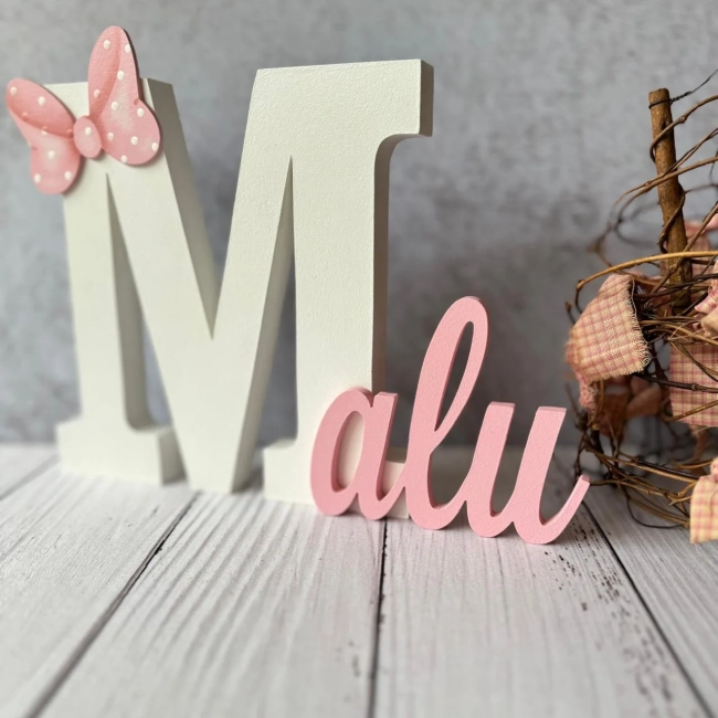Letra Decorativa em MDF Personalizada com Nome – Decoração para Quarto de Bebê