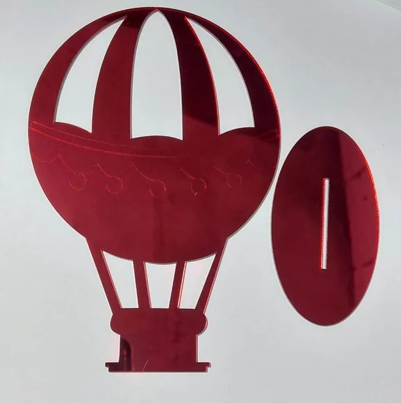 Topo de Bolo Balão Acrílico Espelhado Pacote com 1 Peças
