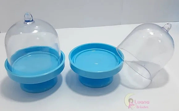 Mini Cúpula Transparente e Azul de Acrílico - pct c/5 unid