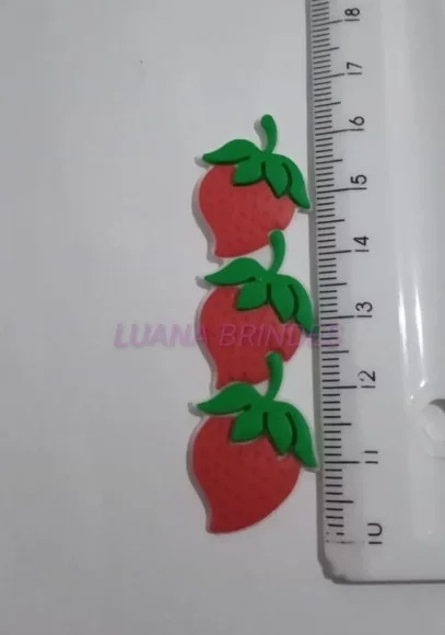 Apliques Emborrachado de Morango - pct c/10 unidades