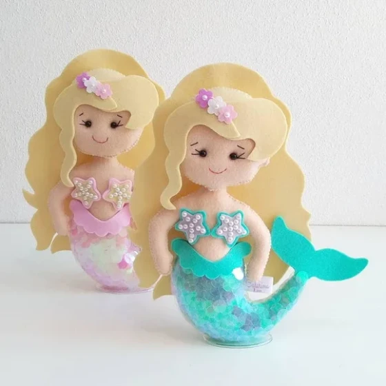 Combo Sereia em Feltro 10 Peças
