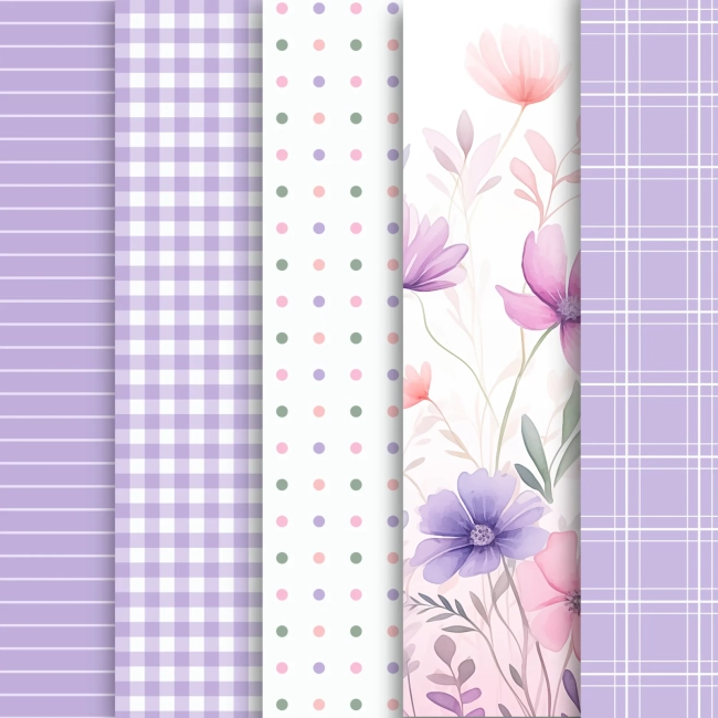 Kit Digital - Spring Purple (5 Papéis Digitais + 5 Cliparts)