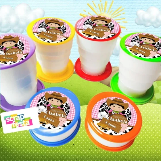 Copo Retrátil Personalizado Festa Fazendinha
