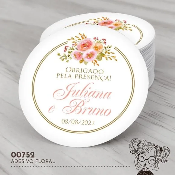 Adesivo Redondo Floral - 00752