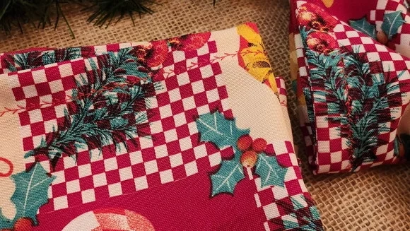 Kit com 4 Guardanapo de Tecido de Natal - Pronta Entrega