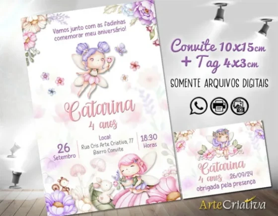 Convite Digital C/tag Jardim das Fadas Ni