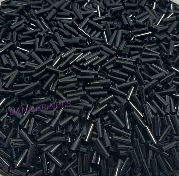 Canutilho Preto de acrílico - 3mm - pct com 50 gramas