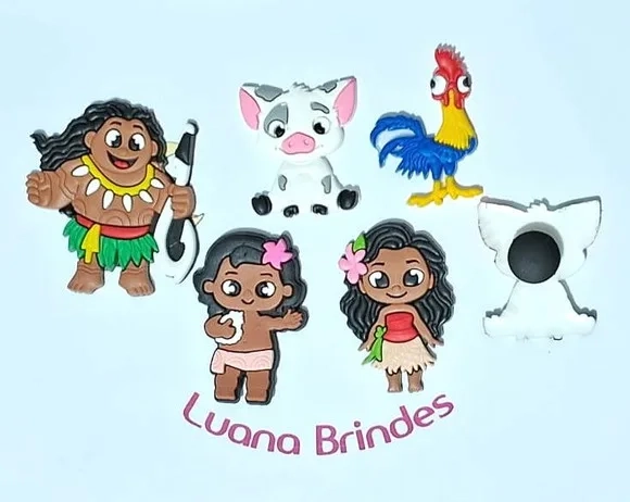 Pins de Crocs Moana Emborrachado Pacote com 5 Unidades
