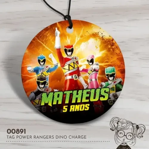 Tag Redonda Power Rangers Dino Charge - 00891