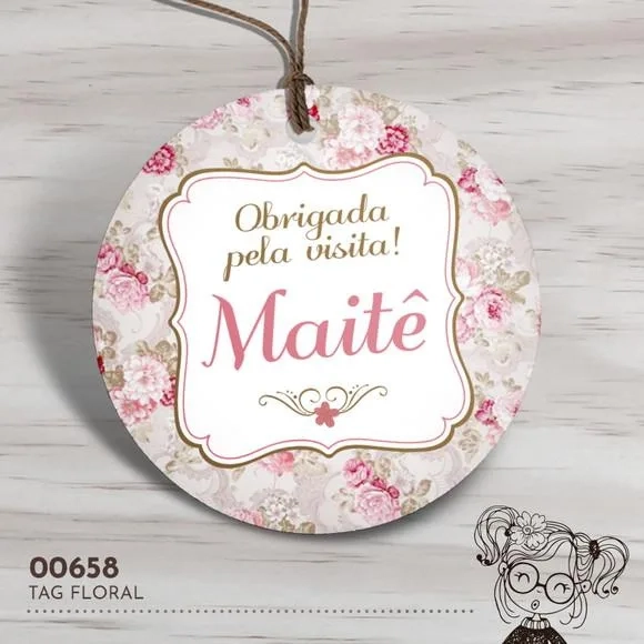 Tag Redonda Floral - 00658