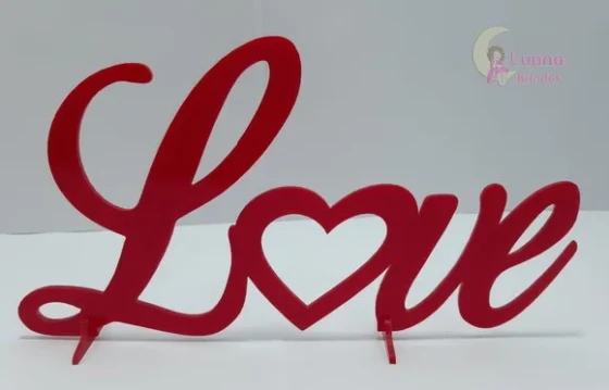 Topo De Bolo/mesa Love De Acrílico Vermelho - 1 Unidade.