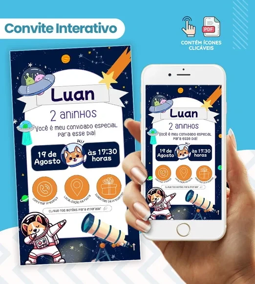Convite Digital Interativo - Astronauta