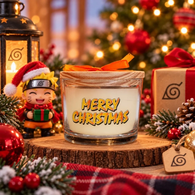 Vela Aromática no Copo Personalizada Natal Naruto - Trabalhamos com outros temas - Informar  tema no chat