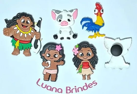 Pins de Crocs Moana Emborrachado Pacote com 5 Unidades