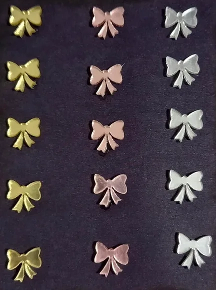 Mini Apliques Laços Acrílico Espelhado - 2 Cartela