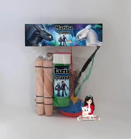 Kit Lembrancinha com Bolha de Sabão Como Treinar Seu Dragão