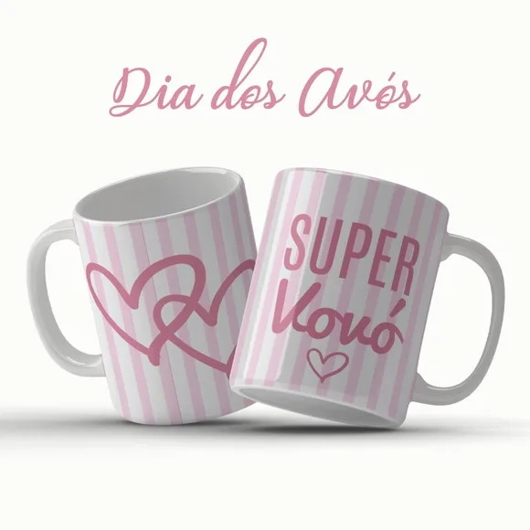 Caneca Dia dos Avós Super Vovó Presente Carinhoso