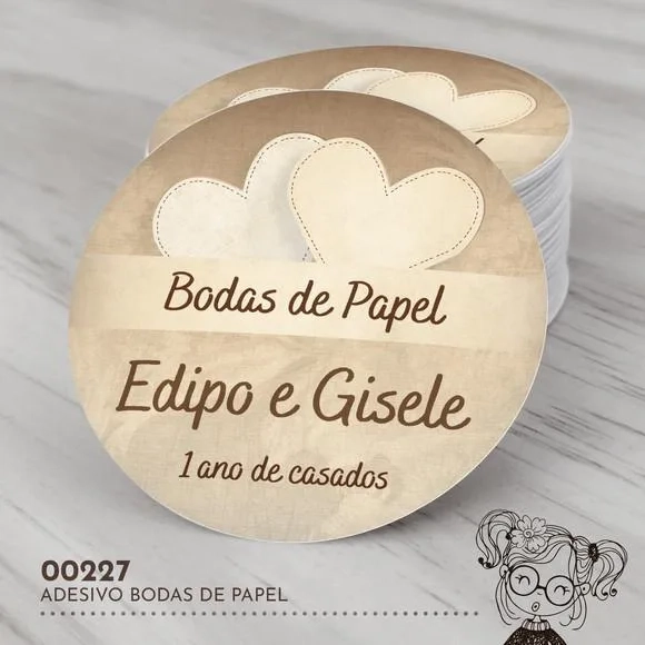 Adesivo Redondo Bodas de Papel - 00227