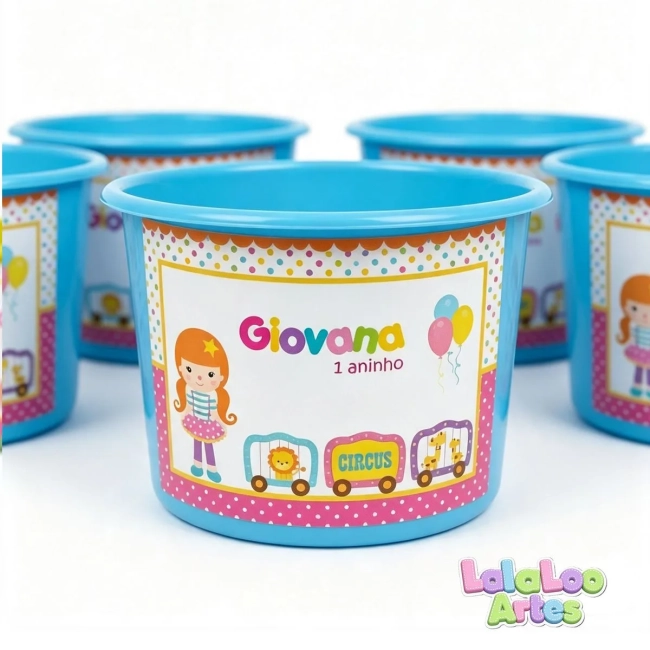 Balde de Pipoca Circo Menina Personalizado