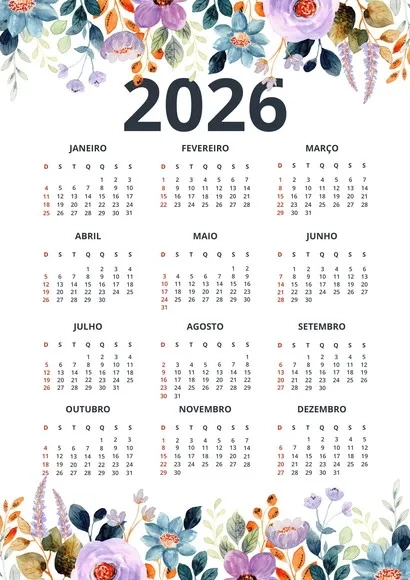 Calendário A4 de Parede