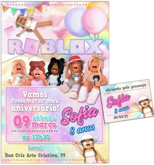 Convite Digital C/tag Roblox Menina 2